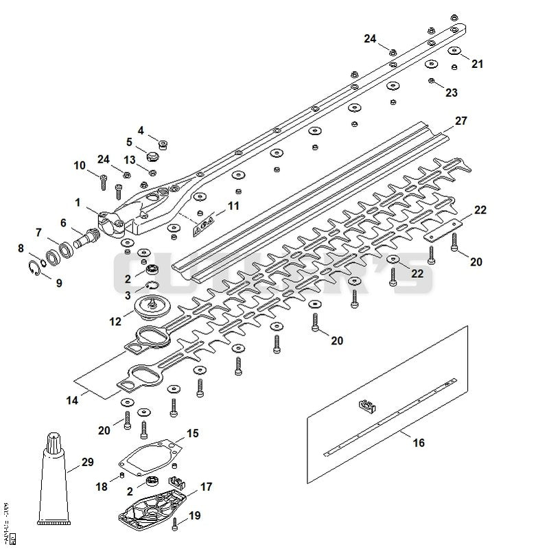 Gear head 0° 600 mm
