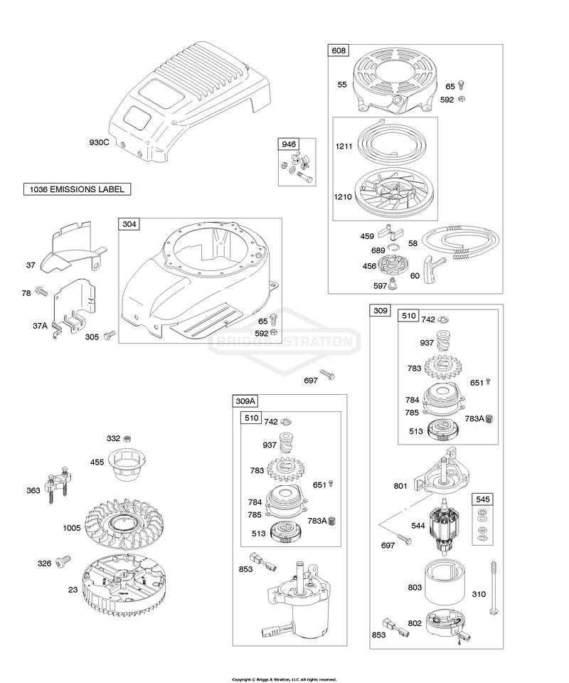 Blower Housing/Shrouds, Elecrtic Starter, Flywheel, Rewind Starter