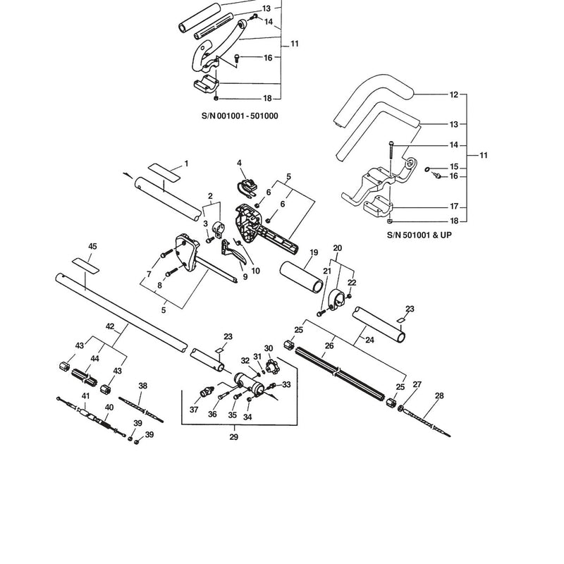 SRM DRIVE SHAFT, COUPLING, HANDLES, THROTTLE, STOP SWITCH
