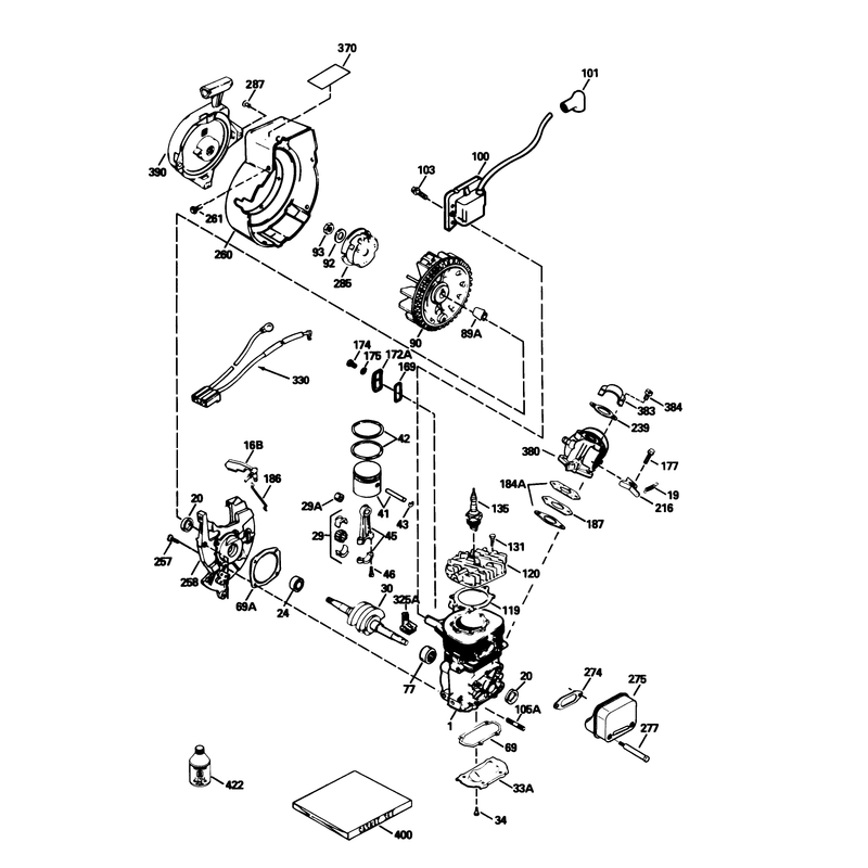 Engine Tecumseh Model No. Hsk600 Type 1669r (model 38175 Only)
