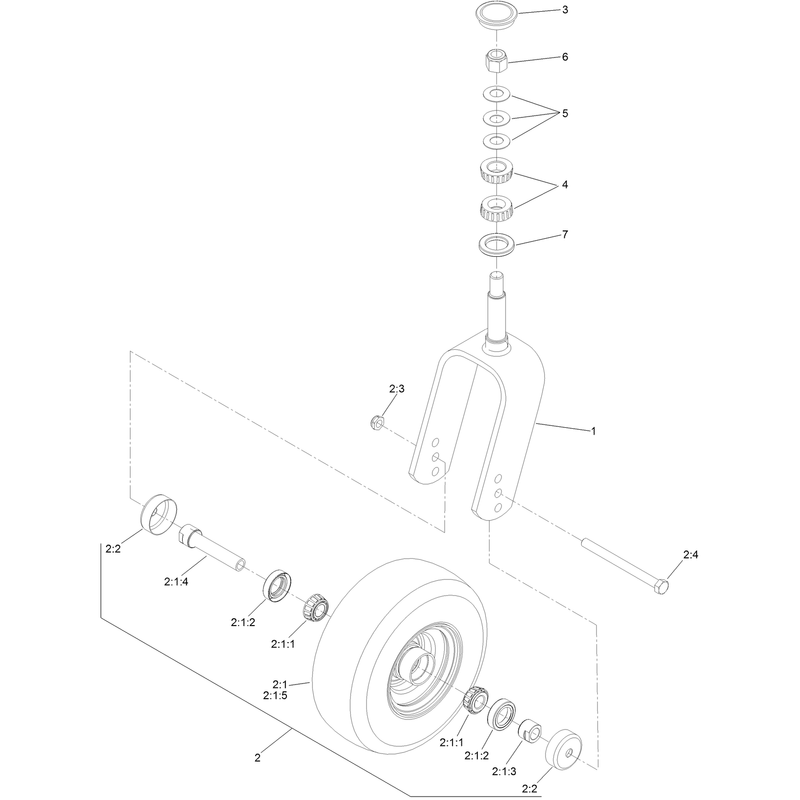 Caster Fork and Wheel Assembly