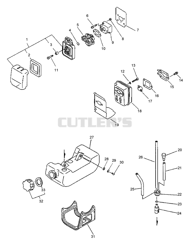 Intake, Air Filter, Exhaust, Fuel System