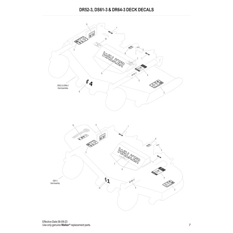 DR52-3, DS61-3 & DR64-3 DECK DECALS