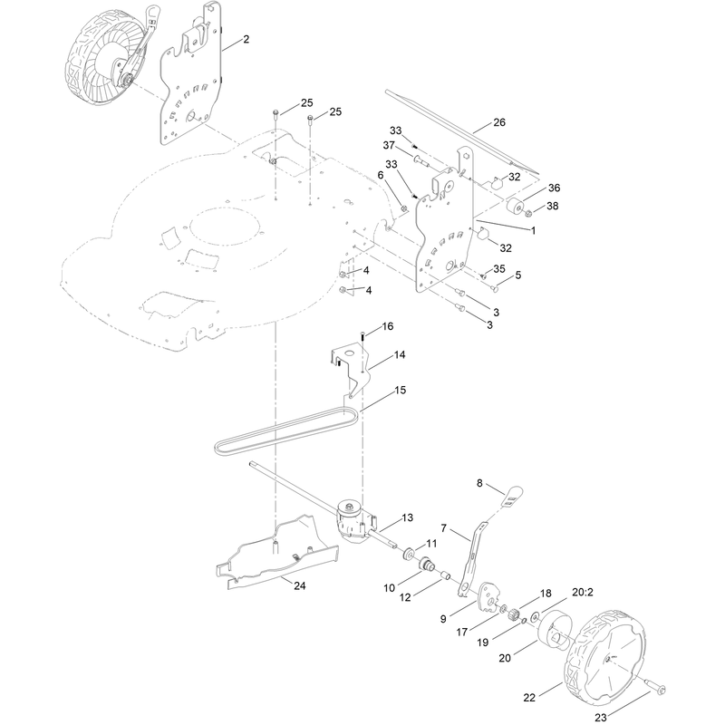 Rear Wheel and Height of Cut Assembly