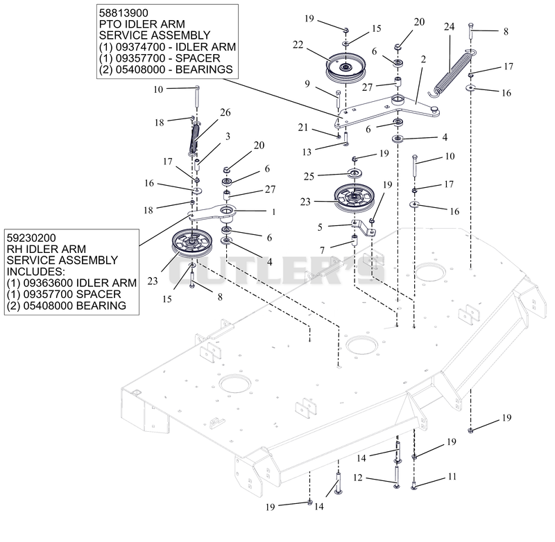 Deck Drive Idlers - 52", 60" and 72"