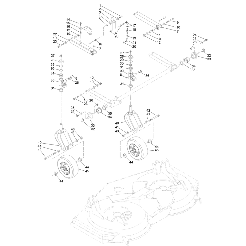 Cutting Deck Frame and Casters Assembly