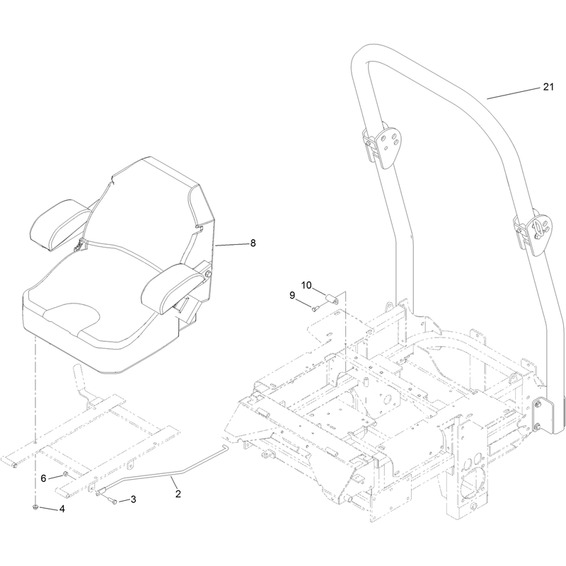 Seat and Roll Over Protection System Assembly