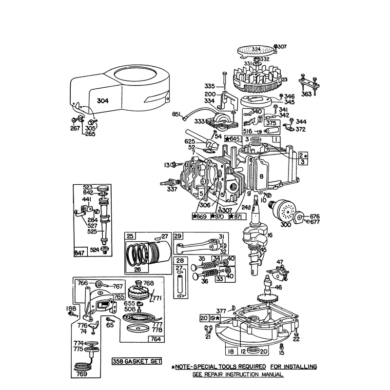Engine Briggs and Stratton Model 92908-1842-02 for 21in Self Propelled Model 16320