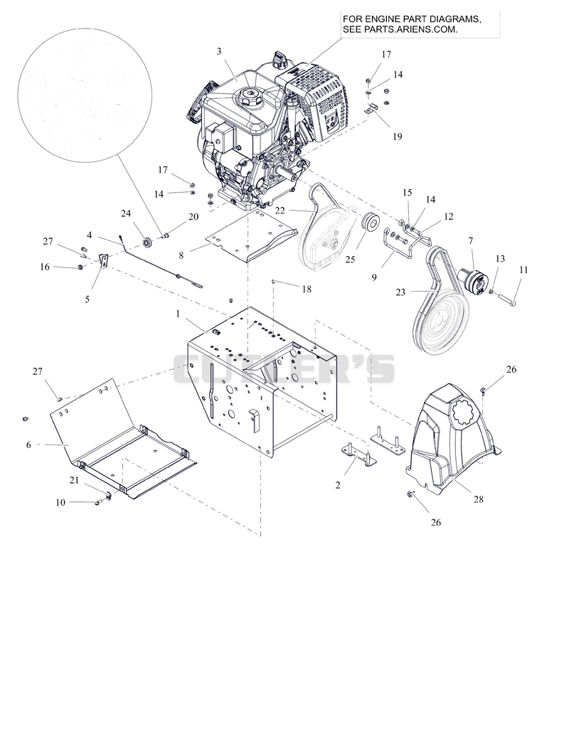 Engine, Frame and Belt Drive - AX306