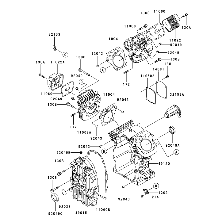 CylinderCrankcase Assembly Kawasaki FH721D-AS05