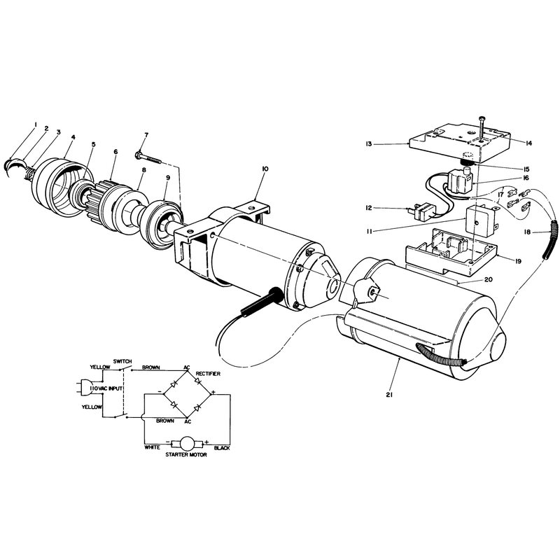 Starter Motor & Switch Housing Assembly