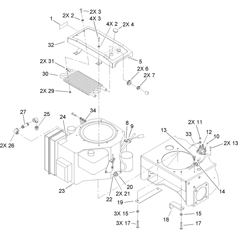 Enigne and Oil Cooler Assembly