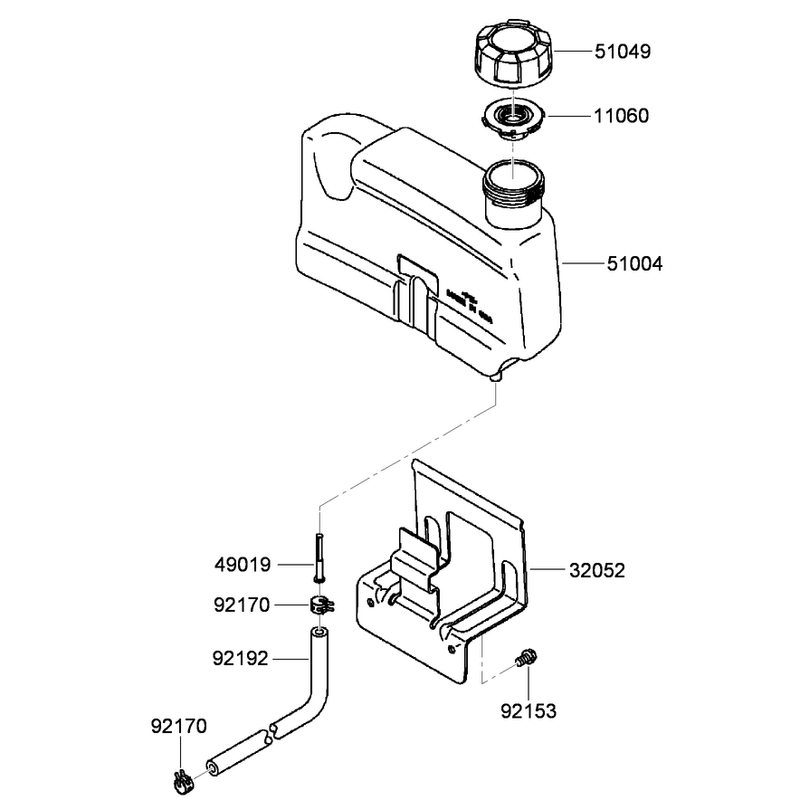 Fuel Tank and Fuel Valve Assembly Kawasaki FJ180V-AS58