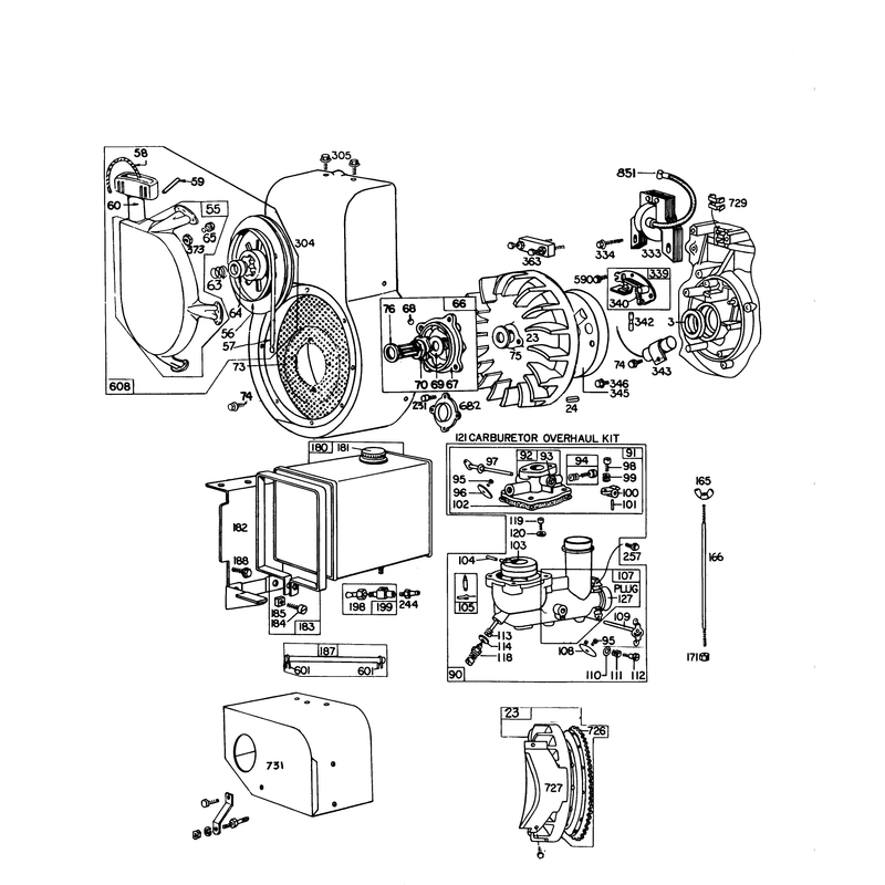 Engine Briggs & Stratton Model No. 251412 Type No. 0195-01 (10 H.p. Snowthrower Model 38070)