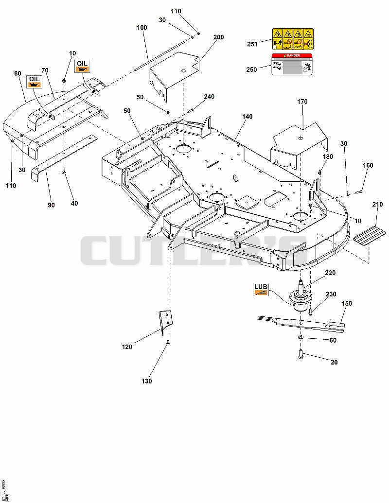 60" Mower Deck - Housing, Covers, Spindles and Blades
