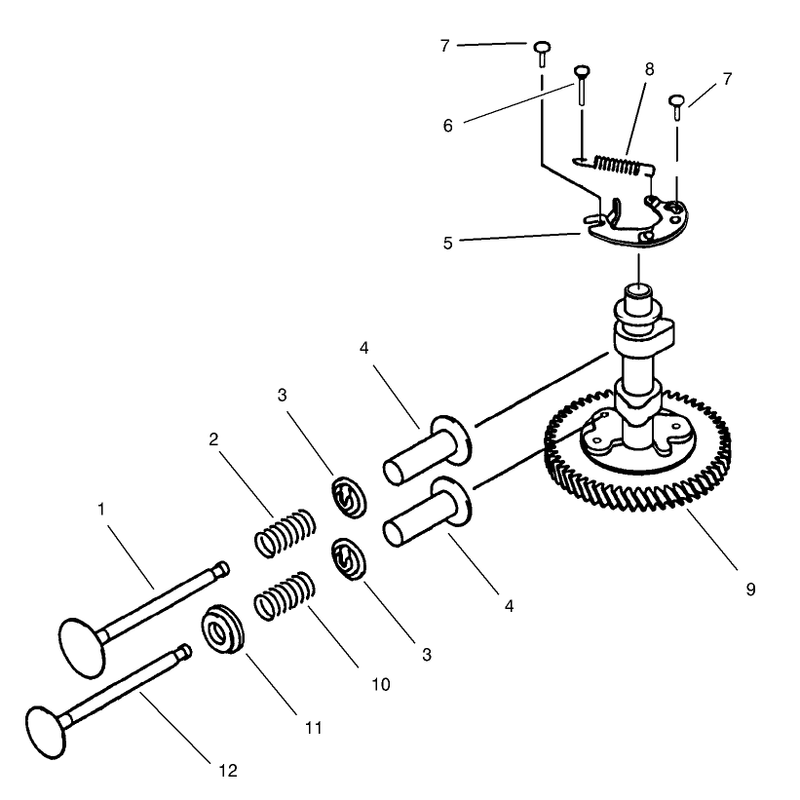 Valves and Camshaft Assembly Kawasaki Model FB460V-LS08