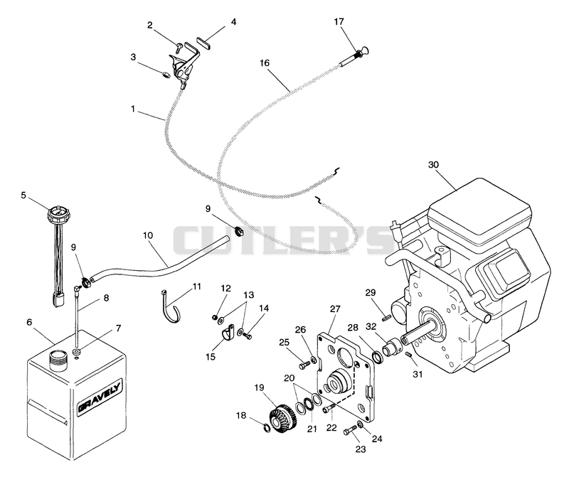 FUEL AND EXHAUST SYSTEM - BRIGGS 16 H.P. UNITS