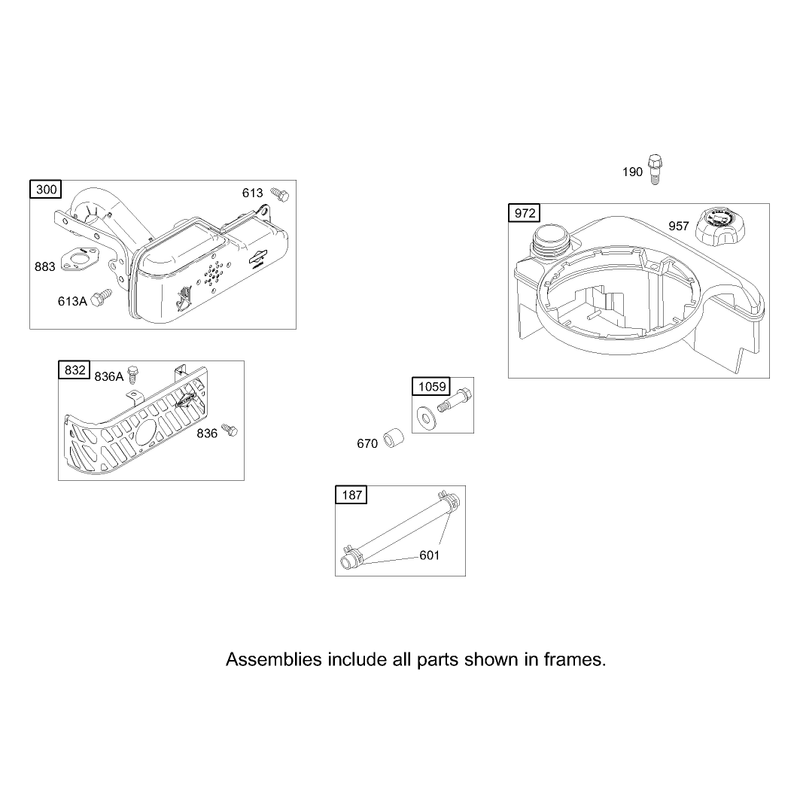 Muffler and Fuel Tank Assembly Briggs and Stratton Model 122602-0120-E1