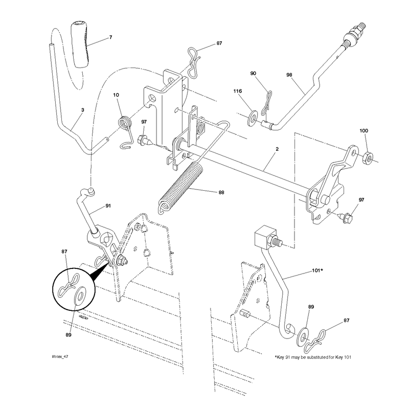 MOWER LIFT LEVER