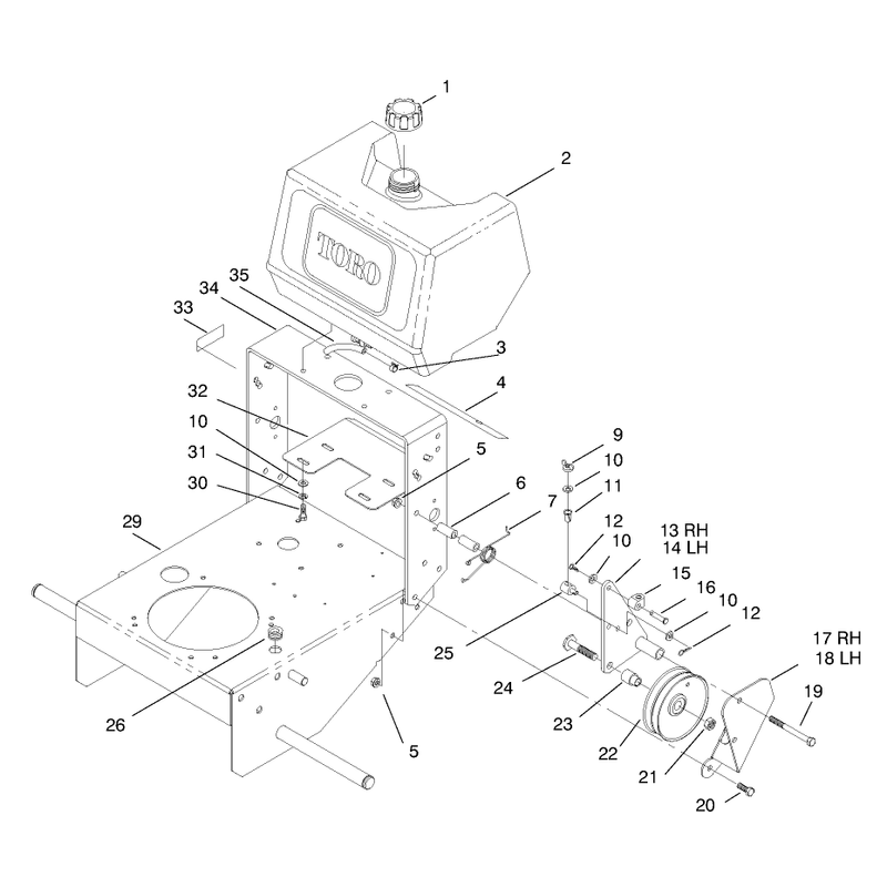 Fuel Tank and Idler Bracket Asm