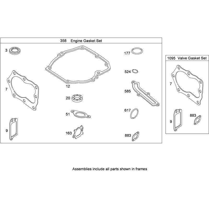 Engine and Valve Gasket Sets Briggs and Stratton 124T02-0203-B1