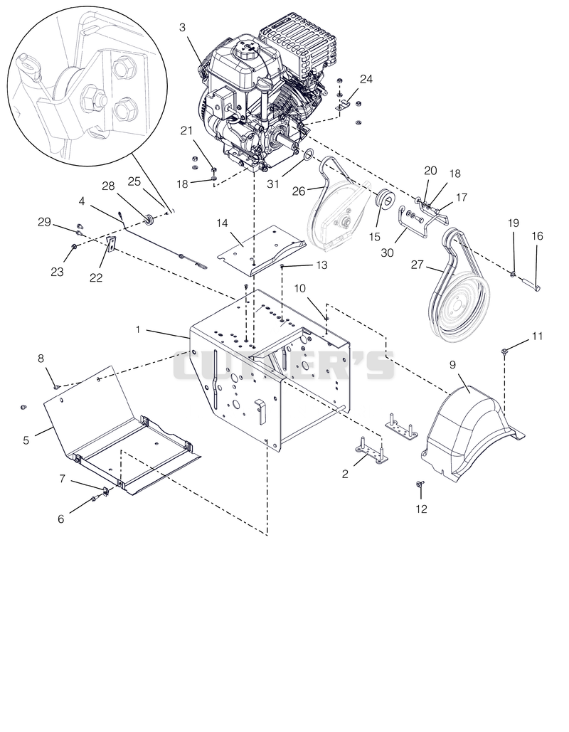 Engine, Frame And Belt Drive - AX 254 CE