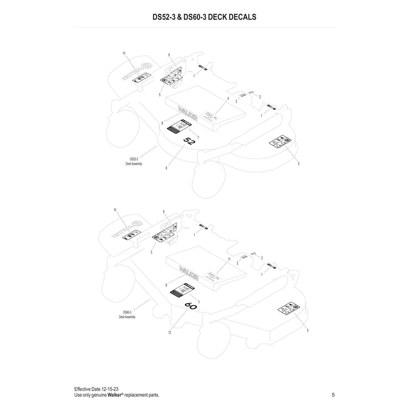 DS52-3 & DS60-3 DECK DECALS