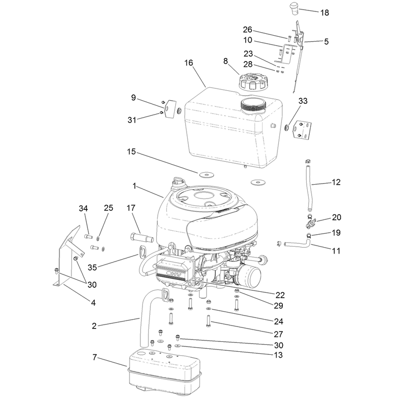 Engine and Muffler Assembly