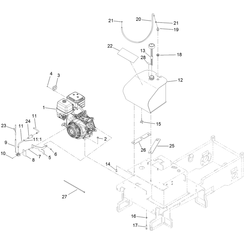Engine and Fuel Tank Assembly
