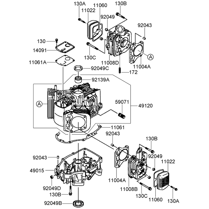 Cylinder and Crankcase Assembly  Kawasaki FH430V-CS25