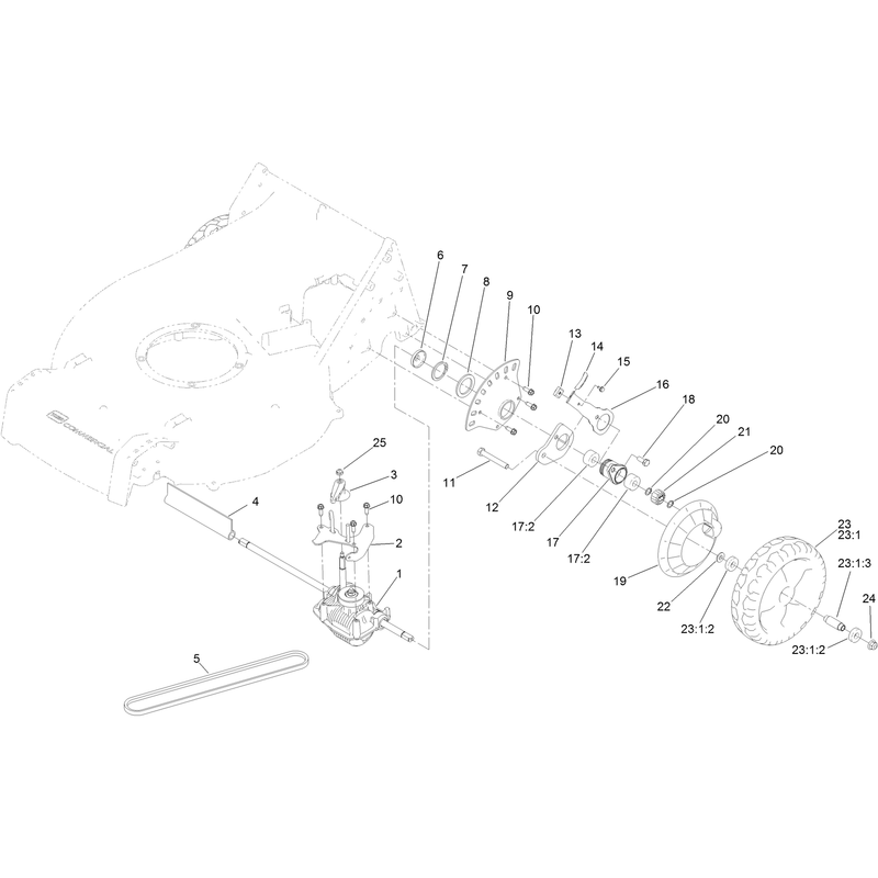 Transmission and Rear Wheel Assembly