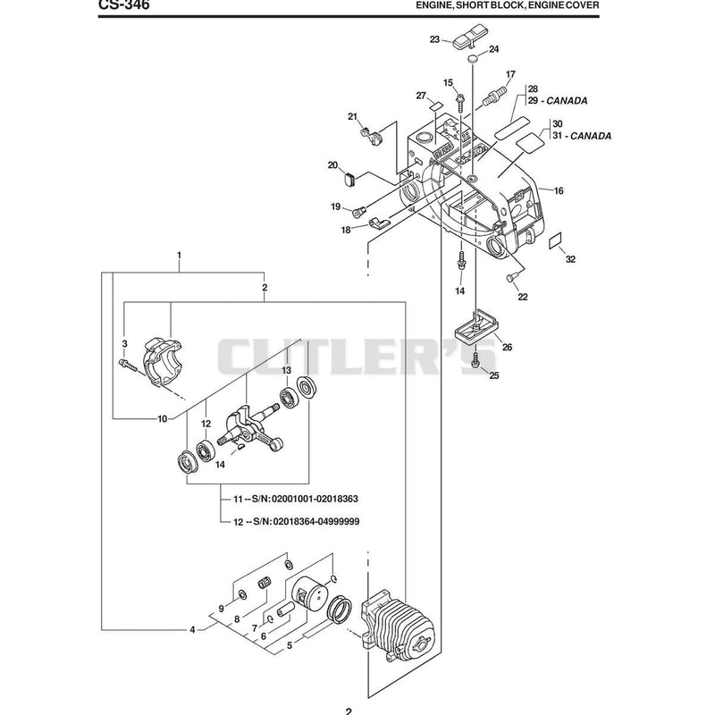 ENGINE, SHORT BLOCK, ENGINE COVER