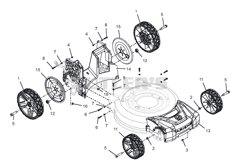 Wheels, Front Cover and Baffle