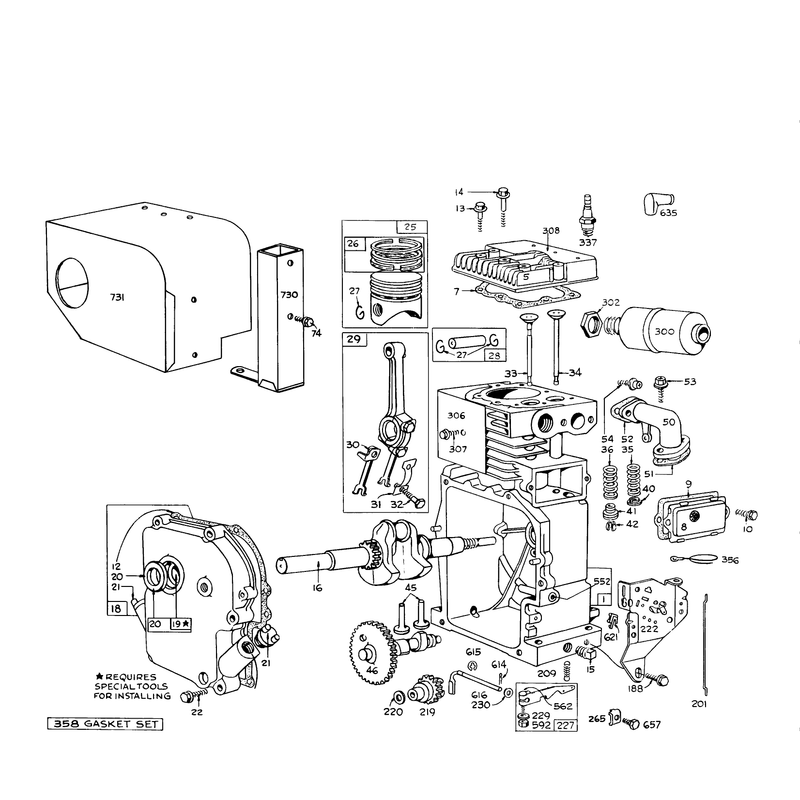 Engine Briggs & Stratton Model No. 190402, Type 0702-01 (8 H.p. Snowthrower Model No. 31820)