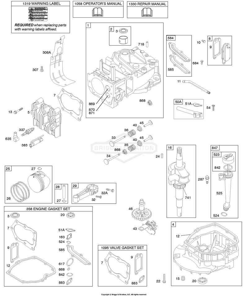 Camshaft, Crankshaft, Cylinder, Engine Sump, Lubrication, Piston Group, Valves