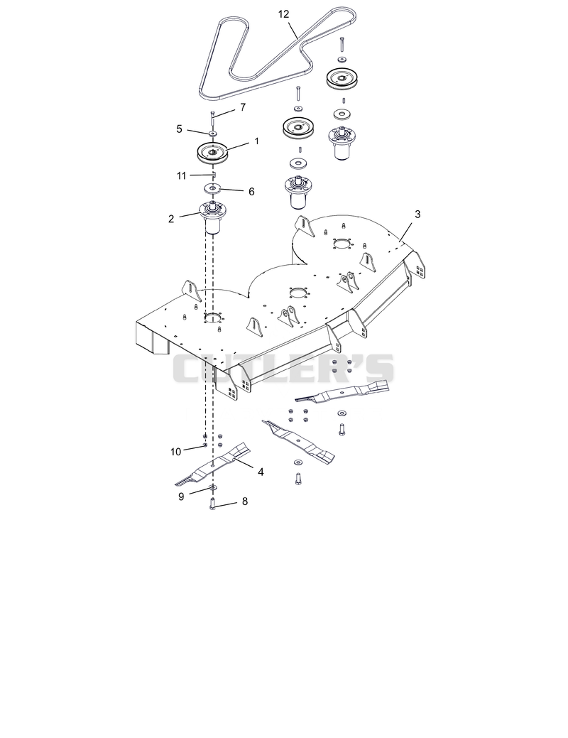 Deck, Belt, Blades and Spindles - 52"