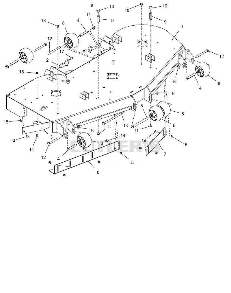 Deck, Baffles, and Anti-Scalp Wheels - 60"