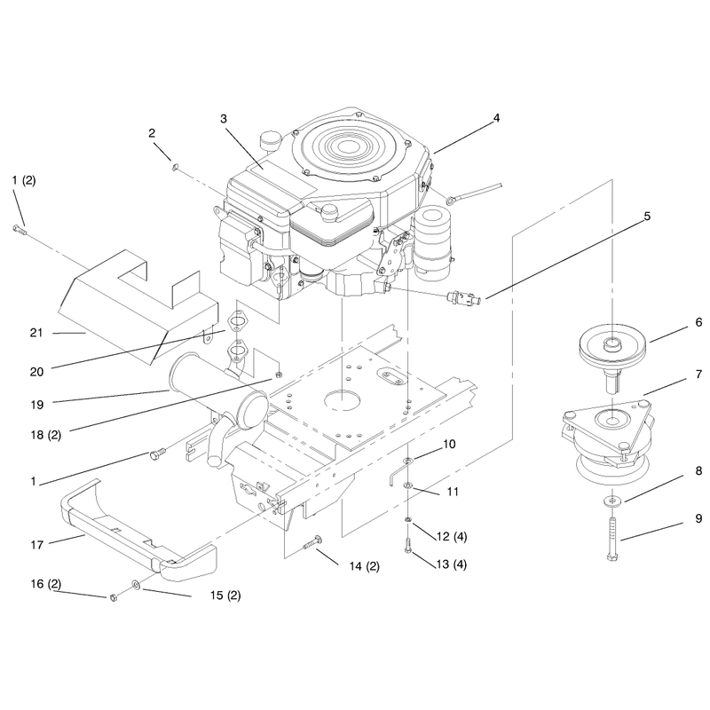 Single Cylinder Engine Muffler and PTO