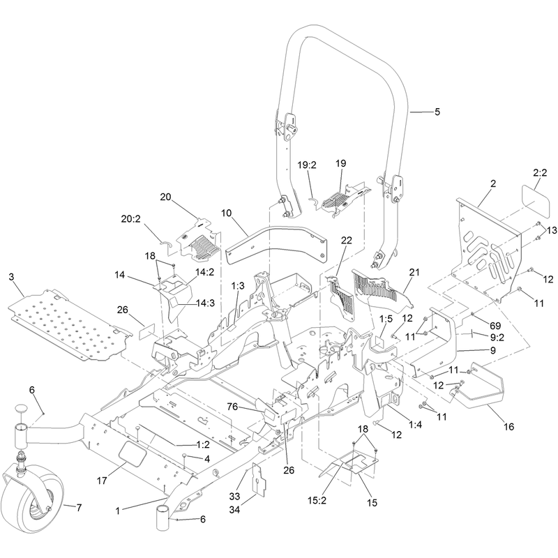 Frame and Caster Wheel Assembly