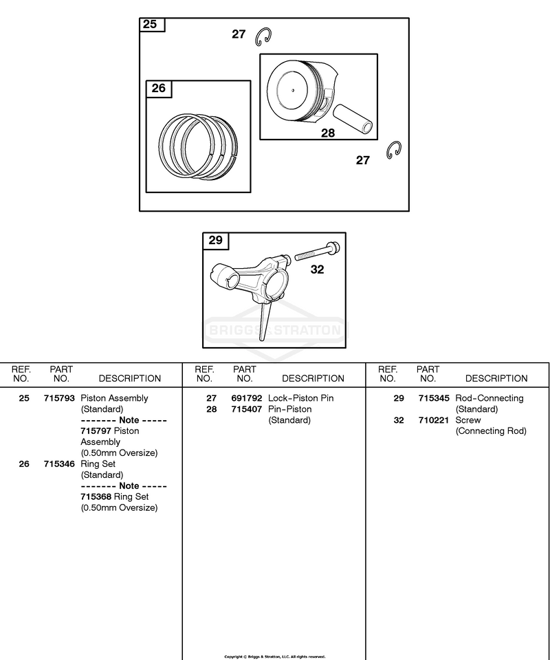 PISTON, RINGS, CONNECTING ROD