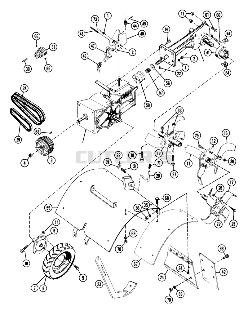 Tine & Drive Assembly (Aluminum Transmission Case)