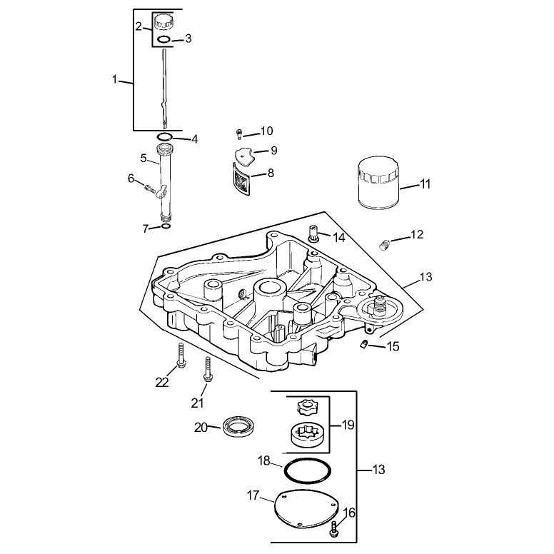 Oil Pan and Lubrication Assembly Kohler Model CV15T-41608