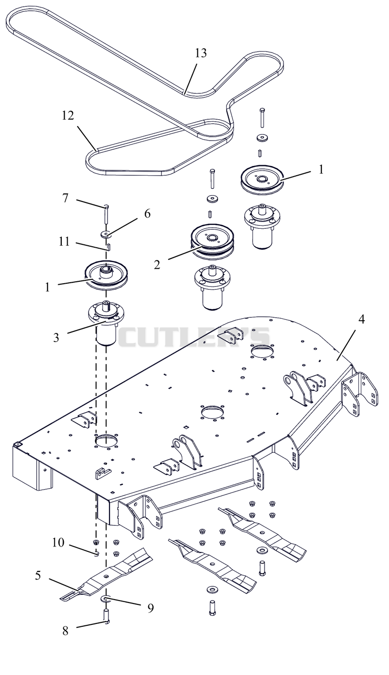 Deck, Belts, Blades and Spindles - 48"