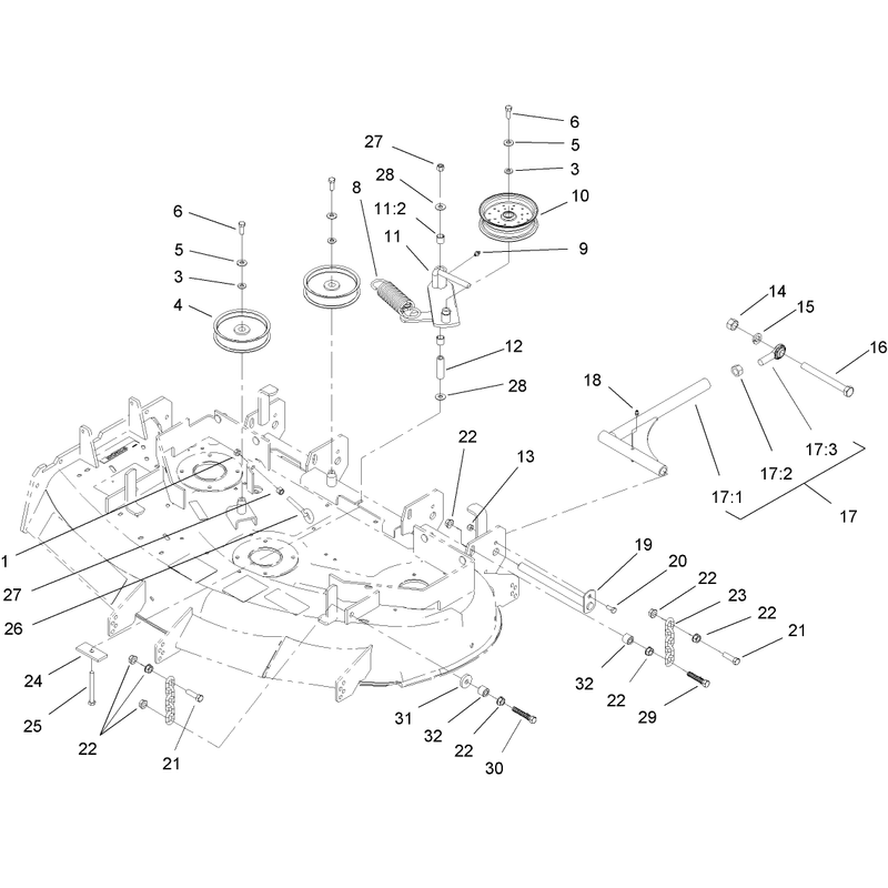 Idler PulleyLift Strut and Chain Assembly