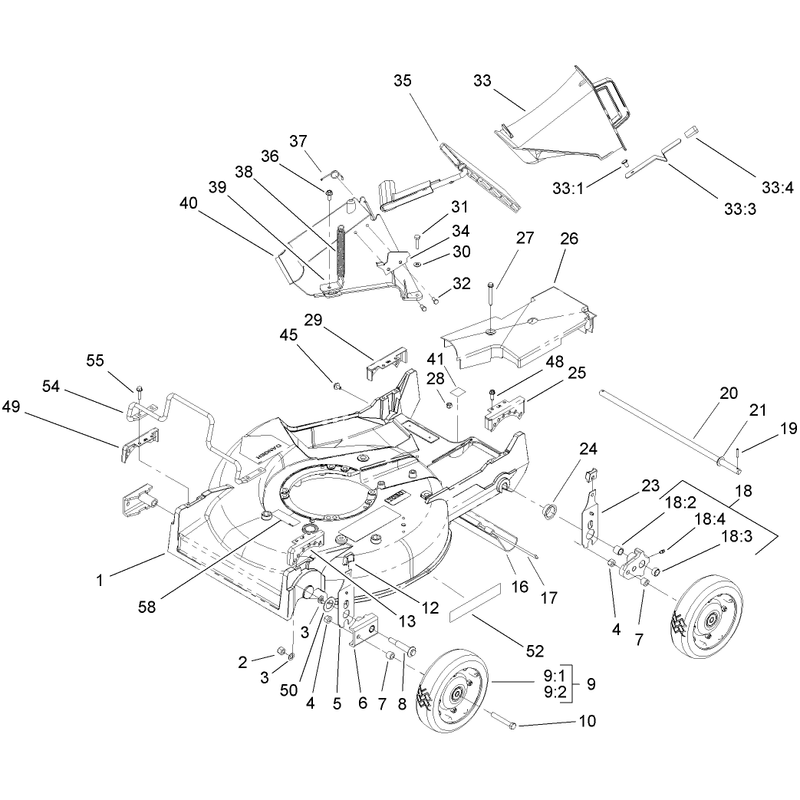 Deck Chute and Wheel Assembly