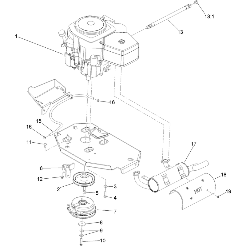 Engine, Clutch and Muffler Assembly