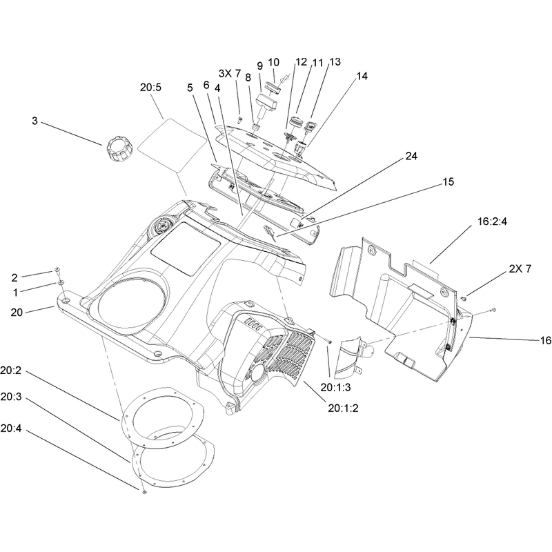 Upper Shroud and Control Panel Assembly