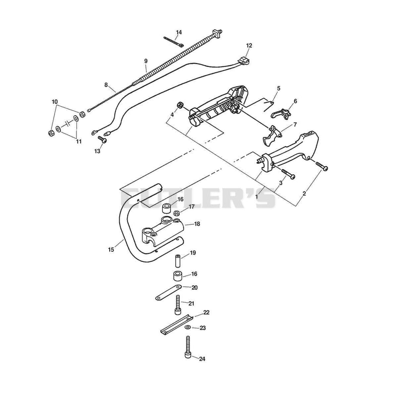 HANDLE, STOP SWITCH, THROTTLE CABLE