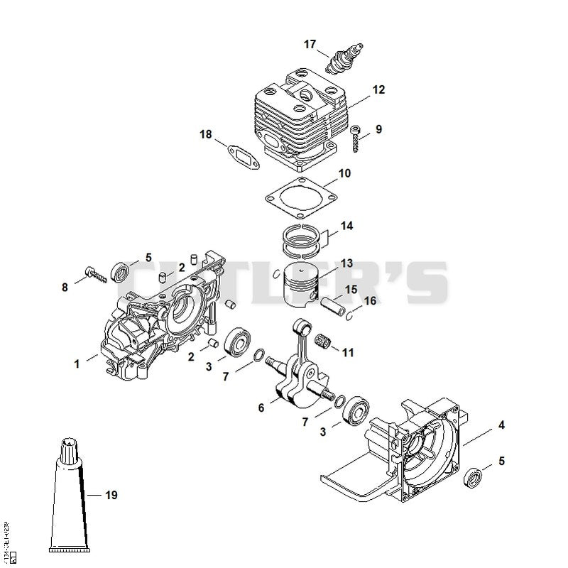 Crankcase, Cylinder FS 200, 200 R