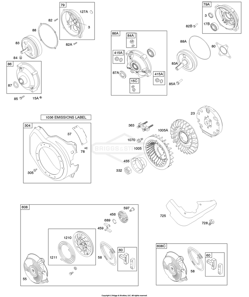 Blower Housing, Flywheel, Gear Reduction, Rewind Starter